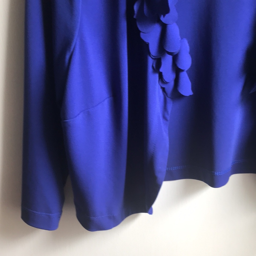Studio I Royal Blue Shrug Bolero Floral Appliqués lapel hook eye closure sz 10 - Picture 8 of 14